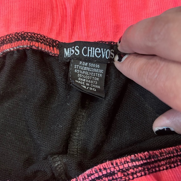 Miss Chievous Black Joggers with Pink Trim - Picture 2 of 3